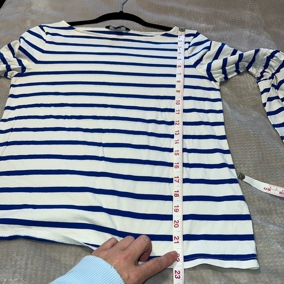 Banana Republic Blue & White Striped Bell Sleeve Top - Size Small - Picture 7 of 7